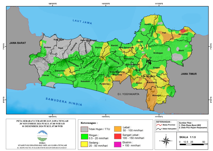 Hasil Monitoring HTH dan Analisis Curah Hujan Dasarian 3 November 2024