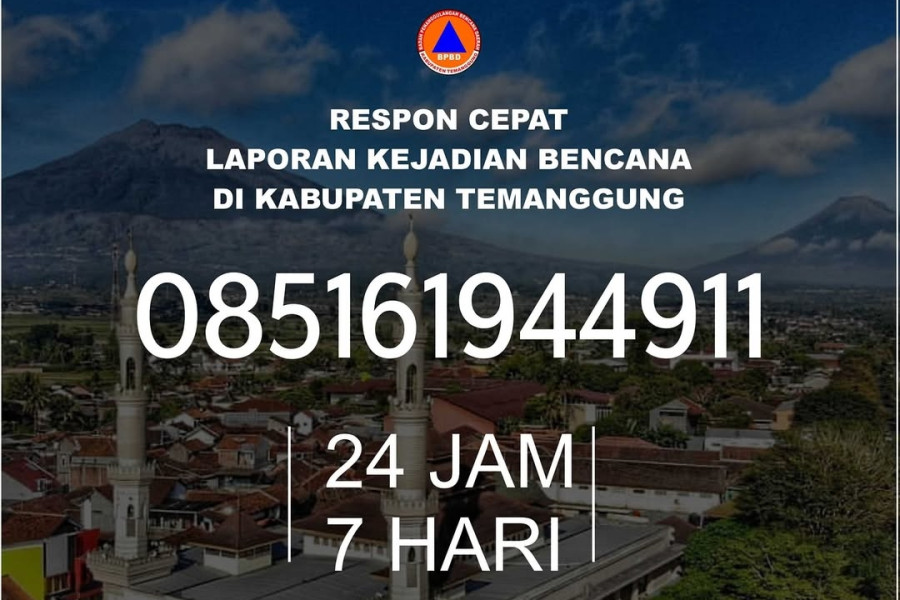 Informasikan Kebencanaan di Temanggung pada Nomor 085161944911