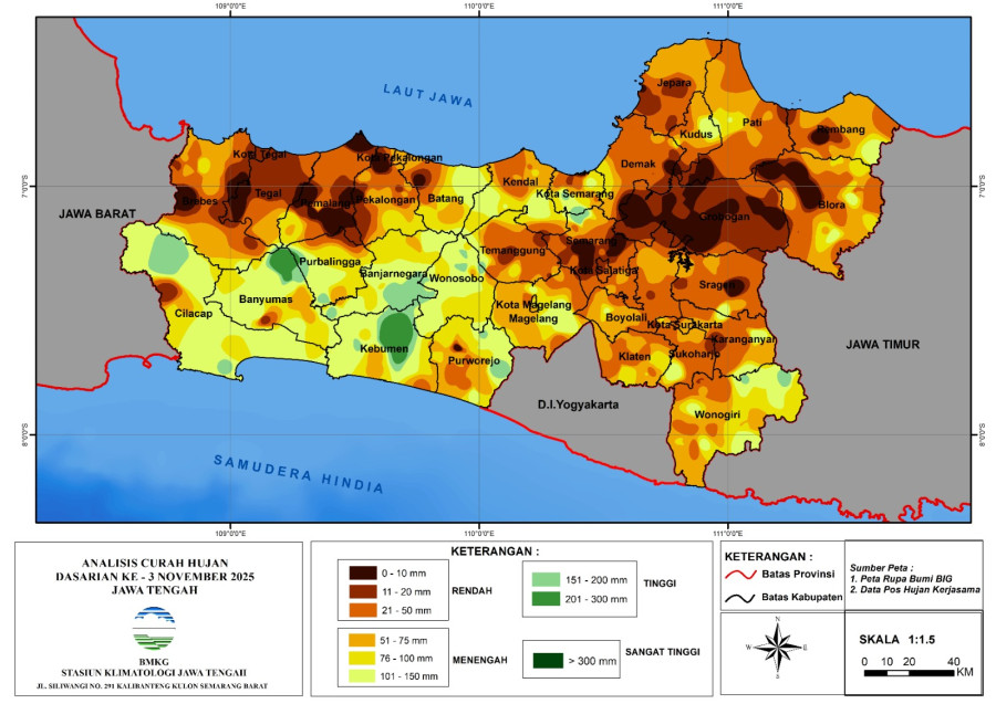 Hasil Monitoring HTH dan Analisis Curah Hujan Dasarian ke-3 November 2025