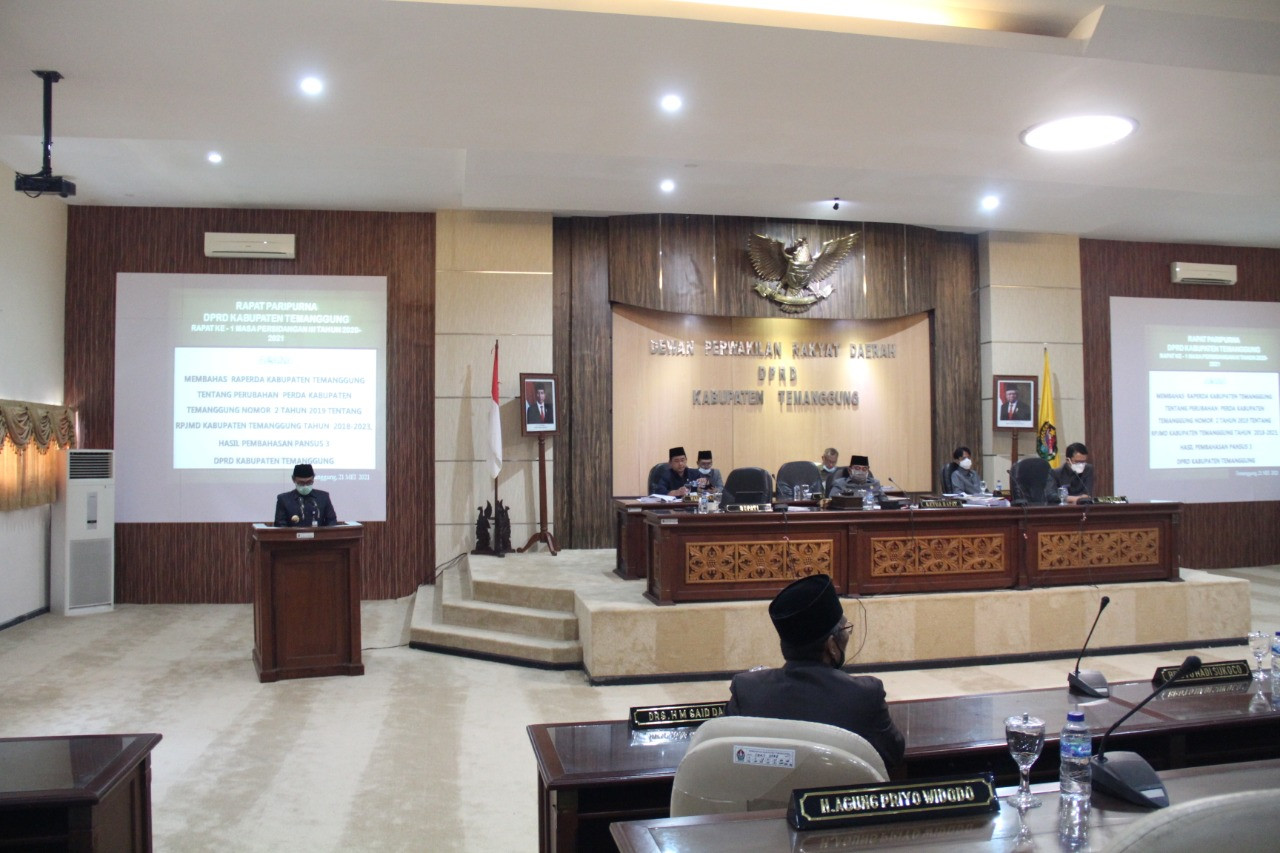 DPRD Temanggung Gelar Rapat Paripurna ke-1 Masa Persidangan III Tahun 2020-2021