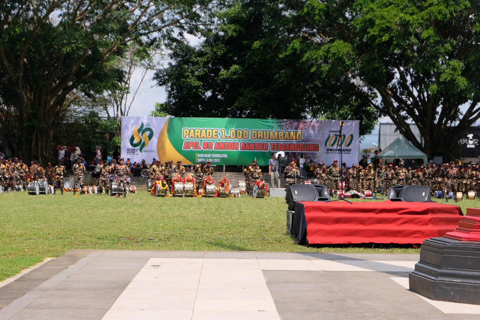 Harlah 89 Ansor-Banser 1.000 Pemain Drumband Tampil Memukau di Alun-alun Temanggung