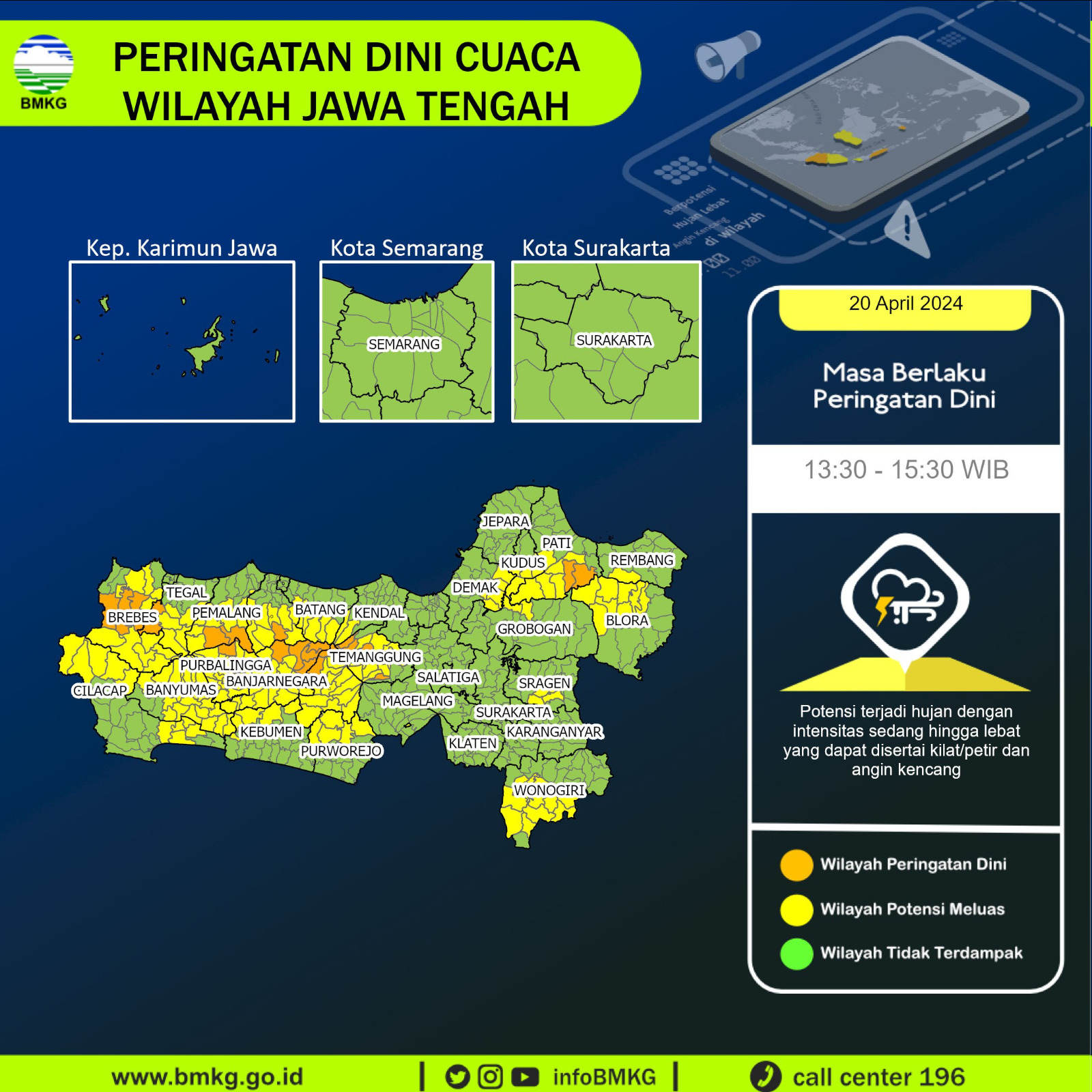 Prospek Cuaca Ekstrem di Wilayah Jawa Tengah 21-22 April 2024