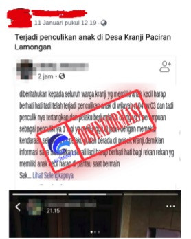 [HOAKS] Penculikan Anak di Desa Kranji Paciran Lamongan