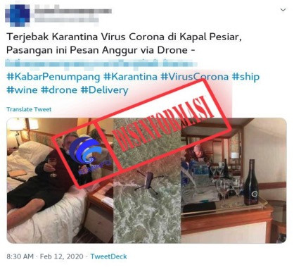 [DISINFORMASI] Terjebak Virus Corona, Pasangan Australia Memesan Anggur Menggunakan Drone