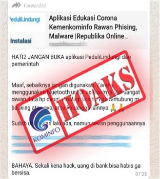 Beredar Hoaks Aplikasi PeduliLindungi Kominfo Rawan Phising dan Malware