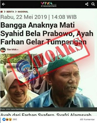 [HOAKS] Bangga Anaknya Mati Syahid, Ayah Farhan Gelar Tumpengan