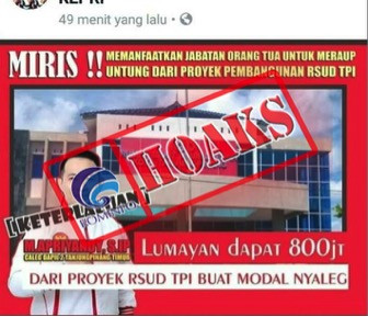 [HOAKS] M. Apriandy, S.IP Caleg Dapil 2 Tanjung Pinang Timur Dapat 800 Juta dari Proyek RSUD TPI Bua