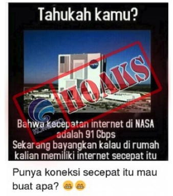 [HOAKS] Kecepatan Internet NASA 91 Gbps