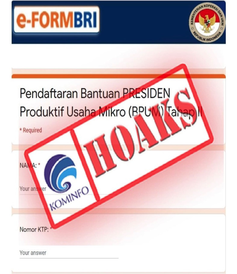 [HOAKS] Link Pendaftaran Online Banpres untuk UKM Tahap II