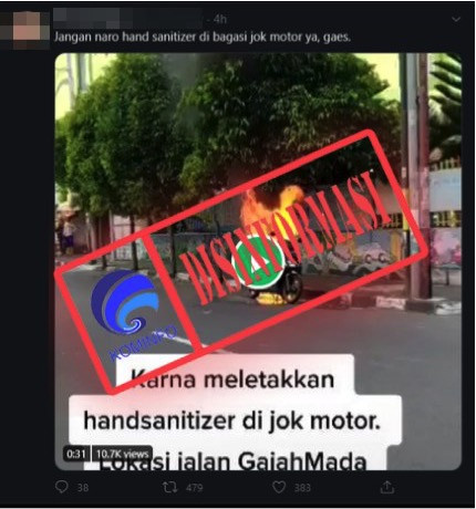 [DISINFORMASI] Motor Terbakar di Yogyakarta Disebut karena Hand Sanitizer