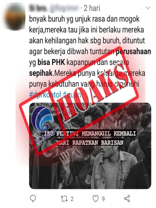 [HOAKS] UU Cipta Kerja Mengatur Perusahaan Dapat Bebas Mem-PHK Karyawan