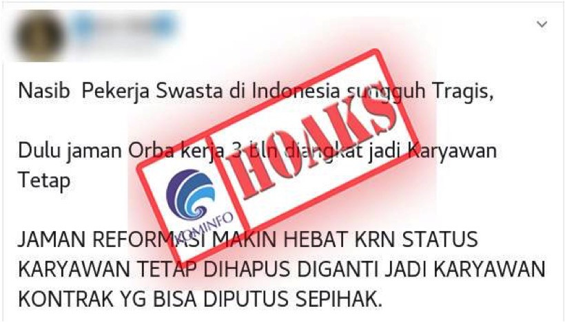 [HOAKS] Status Karyawan Tetap Dihapus di Omnibus Law Cipta Kerja