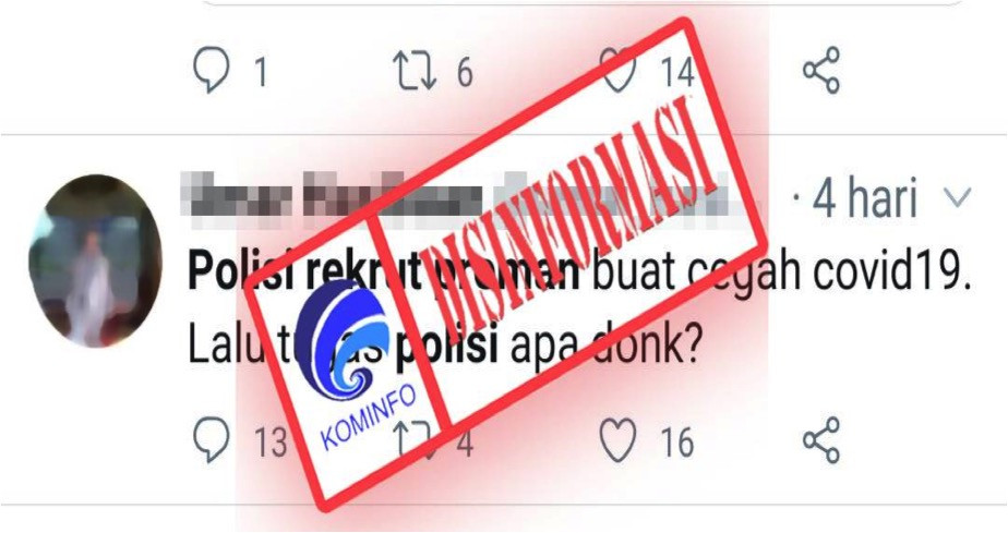 [DISINFORMASI] Polisi Rekrut Preman untuk Menegakkan Protokol Covid-19