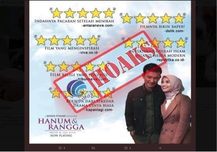 [HOAKS] Sejumlah Media Berikan Rating Bintang Lima ke Film Hanum dan Rangga