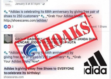 [HOAKS] Adidas Merayakan Ulang Tahun Ke 68 dan Membagikan Sepatu Gratis